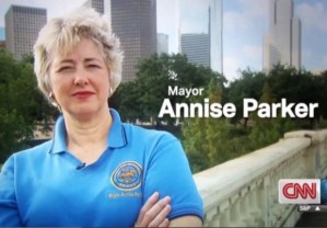 Mayor of Houston who thinks that anyone of any sex should be able to use any bathroom or locker room.